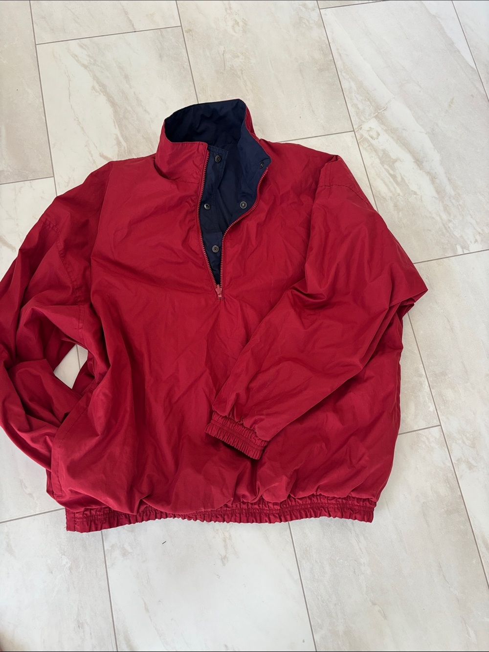 PGA Tour Navy Windbreaker with Red Lined Collar